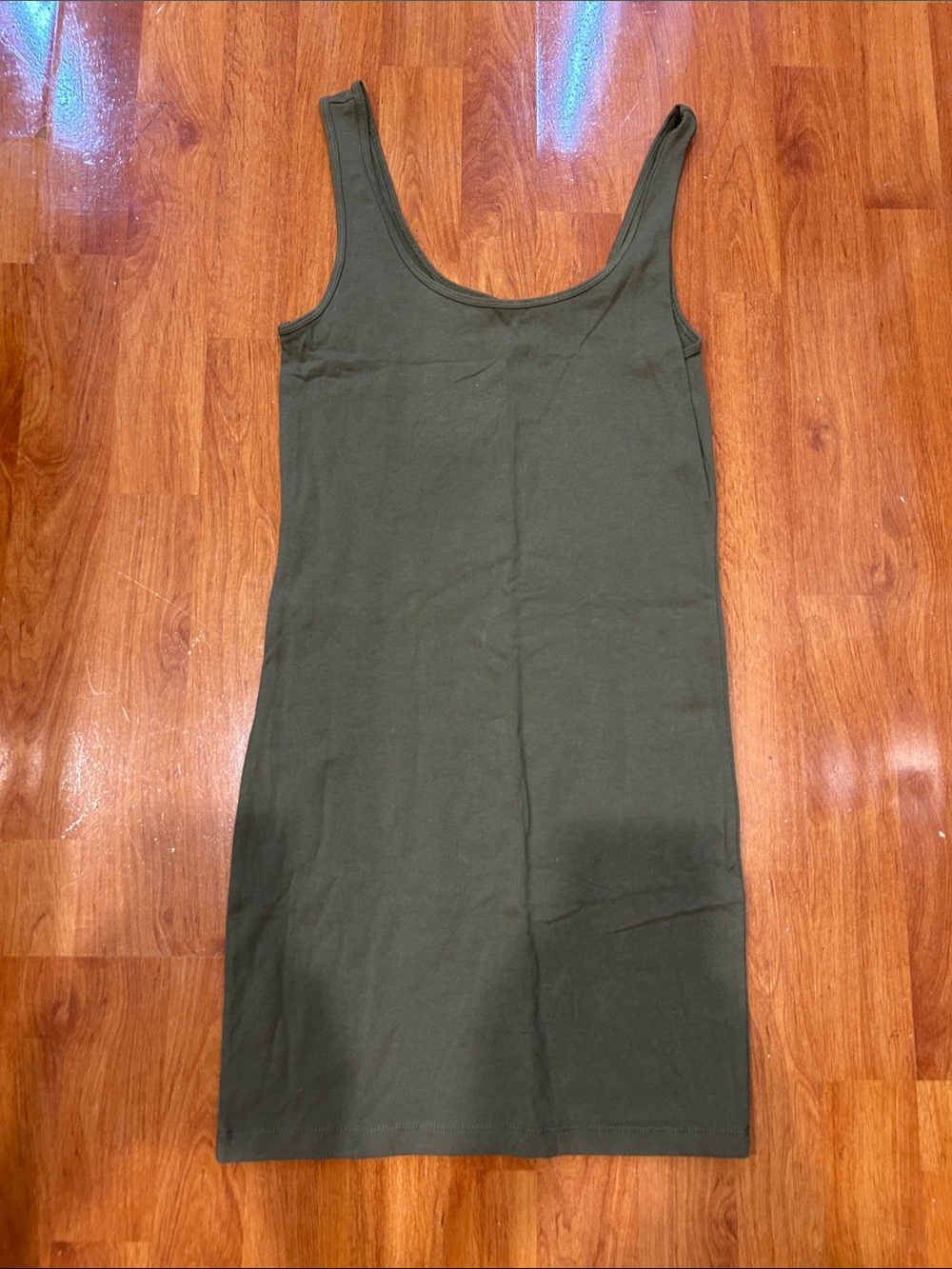 Olive Green Scoop Neck Tank Dress